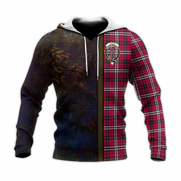 Little Tartan Family Crest Knitted Hoodie Alba Gu Brath Be Brave Lion Ancient Style Unisex Knitted Pullover Hoodie - Tartan Vibes Clothing