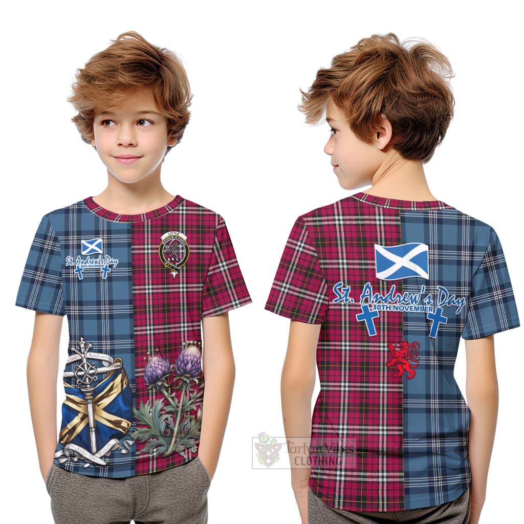 Tartan Vibes Clothing Little Tartan Kid T-Shirt Happy St. Andrew's Day Half Tartan Style