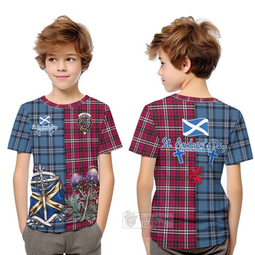 Little Tartan Kid T-Shirt Happy St. Andrew's Day Half Tartan Style