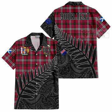 Little Crest Tartan Short Sleeve Button Shirt with New Zealand Silver Fern Half Style