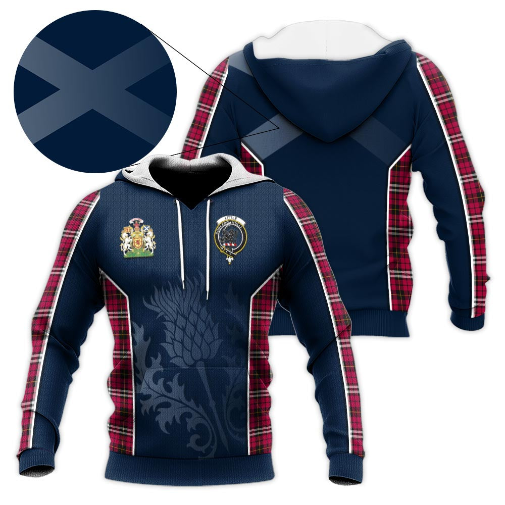 Tartan Vibes Clothing Little Tartan Knitted Hoodie with Family Crest and Scottish Thistle Vibes Sport Style