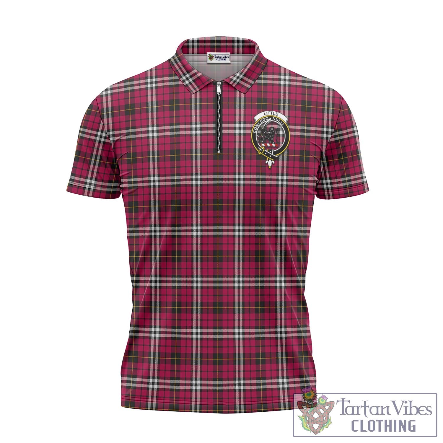 Tartan Vibes Clothing Little Tartan Zipper Polo Shirt with Family Crest