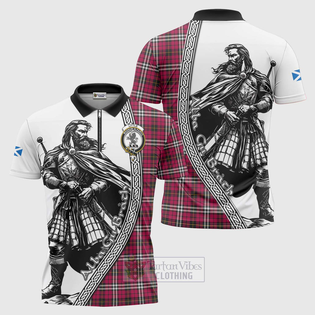 Tartan Vibes Clothing Little Tartan Clan Crest Zipper Polo Shirt with Highlander Warrior Celtic Style