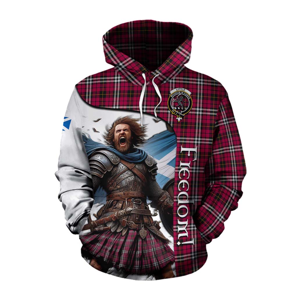 Tartan Vibes Clothing Little Crest Tartan Cotton Hoodie Inspired by the Freedom of Scottish Warrior