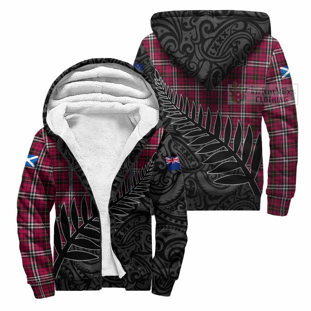 Tartan Vibes Clothing Little Crest Tartan Sherpa Hoodie with New Zealand Silver Fern Half Style