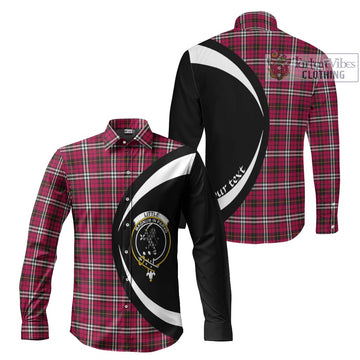 Little Tartan Long Sleeve Button Up with Family Crest Circle Style