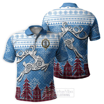 Little Clan Christmas Polo Shirt Celtic Reindeer Style