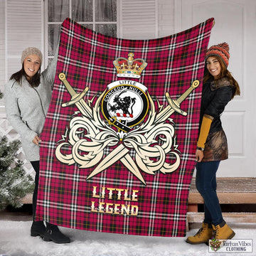 Little Tartan Blanket with Clan Crest and the Golden Sword of Courageous Legacy