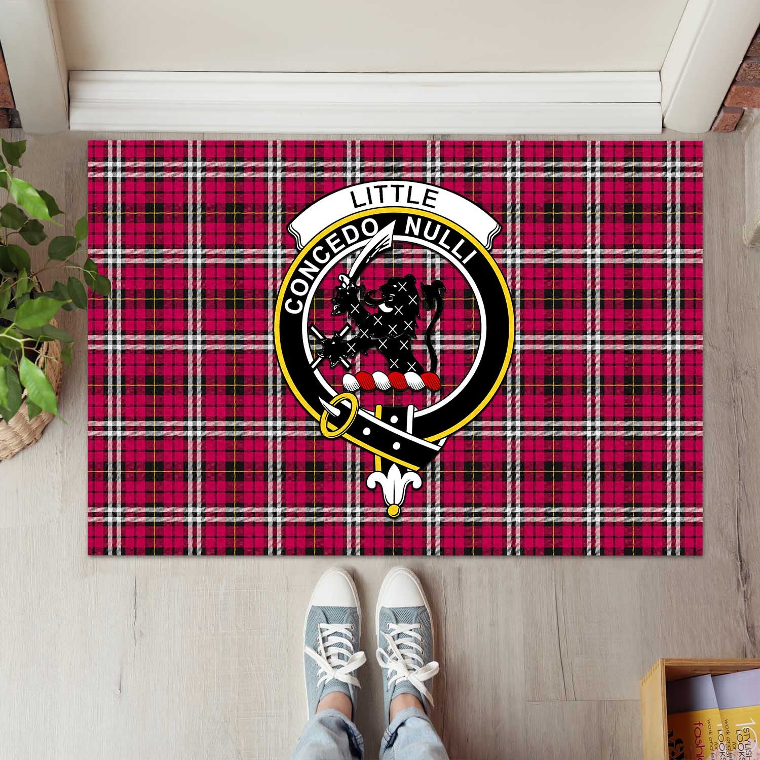 Little Tartan Door Mat with Family Crest - Tartanvibesclothing