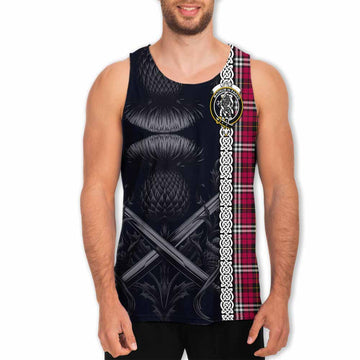 Little Tartan Men's Tank Top with Family Crest Cross Sword Thistle Celtic Vibes