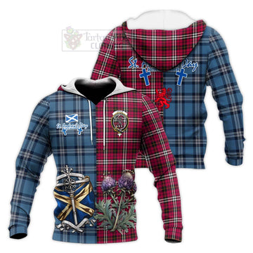 Little Tartan Knitted Hoodie Happy St. Andrew's Day Half Tartan Style