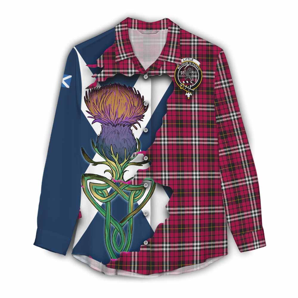 Little Tartan Family Crest Women's Casual Shirt Scottish Thistle Celtic Inspired Female - Tartan Vibes Clothing