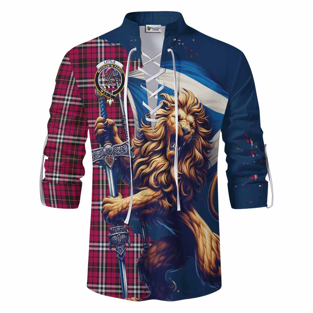 Tartan Vibes Clothing Little Tartan Family Crest Ghillie Kilt Shirt with Scottish Majestic Lion