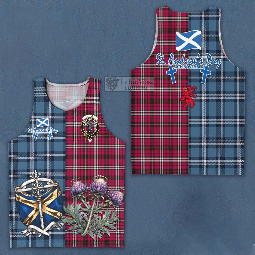 Tartan Vibes Clothing Little Tartan Men's Tank Top Happy St. Andrew's Day Half Tartan Style