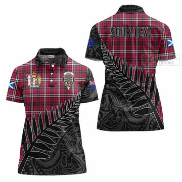 Little Crest Tartan Women's Polo Shirt with New Zealand Silver Fern Half Style