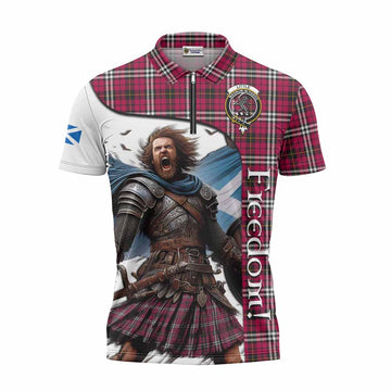 Little Crest Tartan Zipper Polo Shirt Inspired by the Freedom of Scottish Warrior