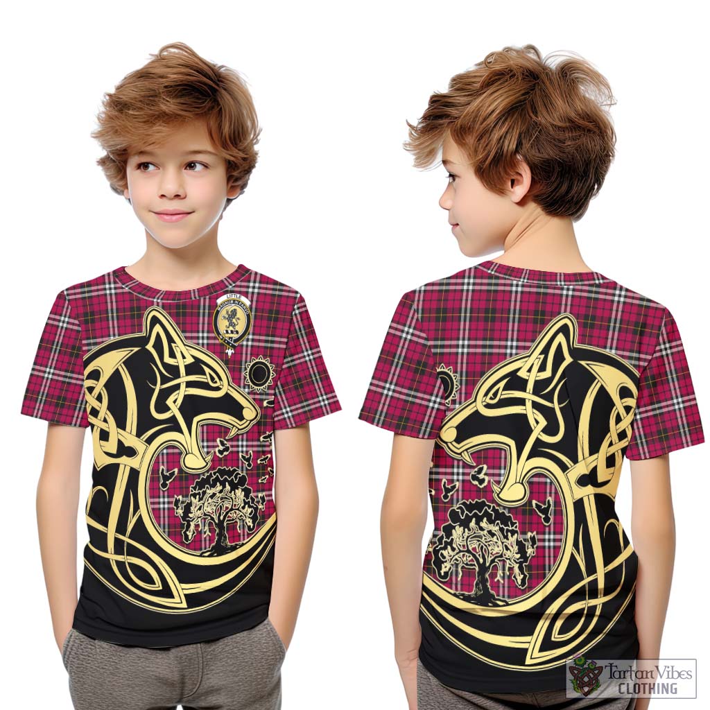 Tartan Vibes Clothing Little Tartan Kid T-Shirt with Family Crest Celtic Wolf Style