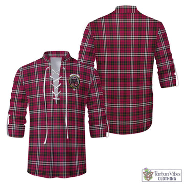 Little Tartan Men's Scottish Traditional Jacobite Ghillie Kilt Shirt with Family Crest