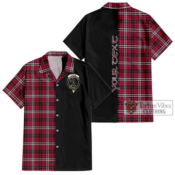 Little Tartan Short Sleeve Button Shirt with Family Crest and Half Of Me Style