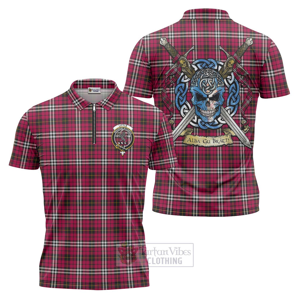 Tartan Vibes Clothing Little Tartan Zipper Polo Shirt with Family Crest Celtic Skull Style