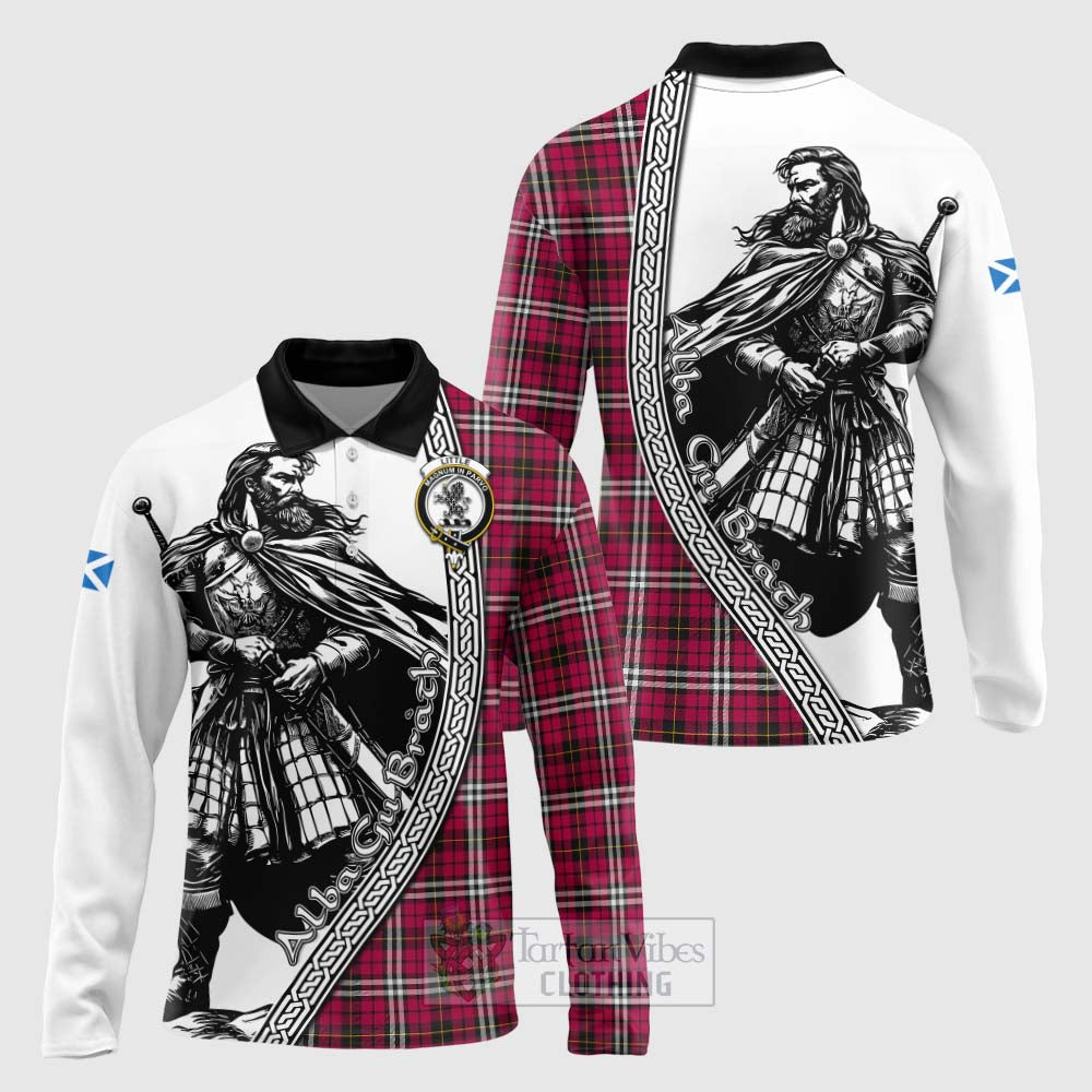 Tartan Vibes Clothing Little Tartan Clan Crest Long Sleeve Polo Shirt with Highlander Warrior Celtic Style