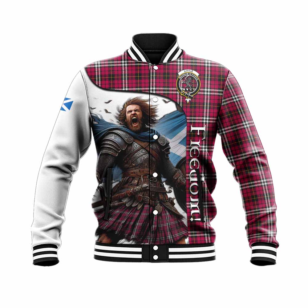 Tartan Vibes Clothing Little Crest Tartan Baseball Jacket Inspired by the Freedom of Scottish Warrior