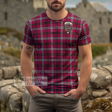 Little Tartan Cotton T-Shirt with Family Crest