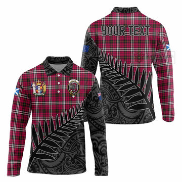 Little Crest Tartan Long Sleeve Polo Shirt with New Zealand Silver Fern Half Style