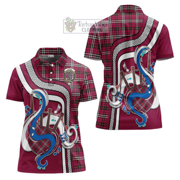 Little Tartan Women's Polo Shirt with Epic Bagpipe Style