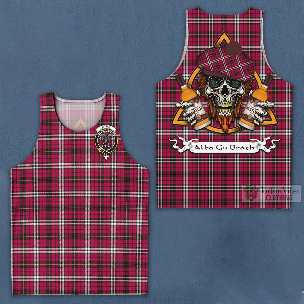 Tartan Vibes Clothing Little Tartan Men's Tank Top with Family Crest and Bearded Skull Holding Bottles of Whiskey