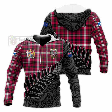 Little Crest Tartan Knitted Hoodie with New Zealand Silver Fern Half Style