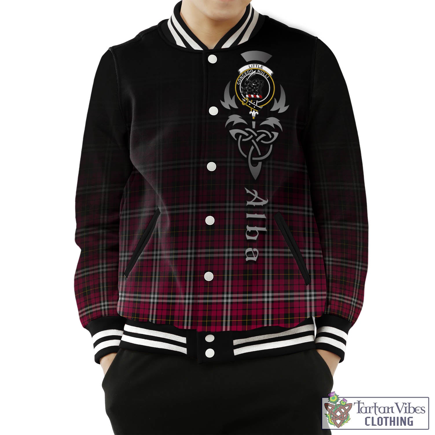 Tartan Vibes Clothing Little Tartan Baseball Jacket Featuring Alba Gu Brath Family Crest Celtic Inspired