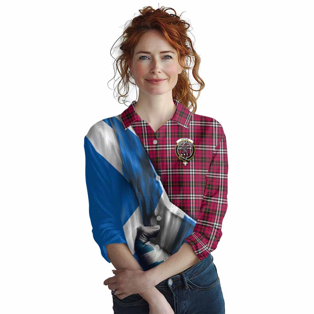 Tartan Vibes Clothing Little Tartan Women's Casual Shirt with Family Crest Scotland Patriotic Style