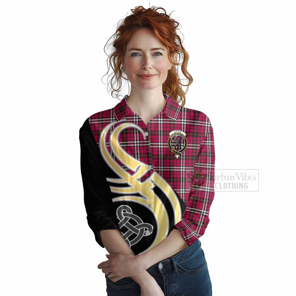 Tartan Vibes Clothing Little Tartan Women's Casual Shirt with Family Crest and Celtic Symbol Style