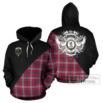 Little Tartan Hoodie with Family Crest and Military Logo Style