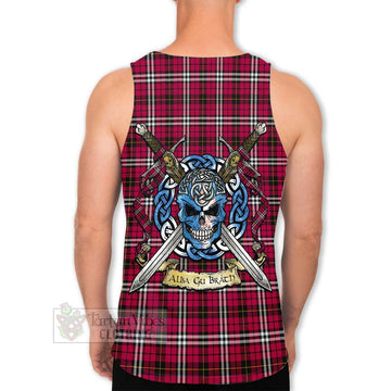 Little Tartan Men's Tank Top with Family Crest Celtic Skull Style