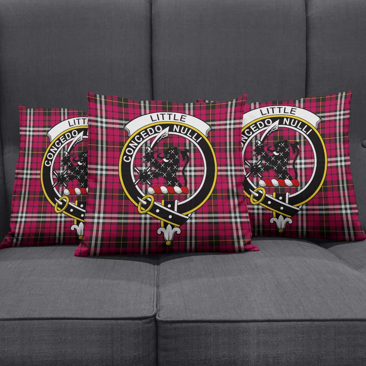 Little Tartan Pillow Cover with Family Crest Square Pillow Cover - Tartanvibesclothing