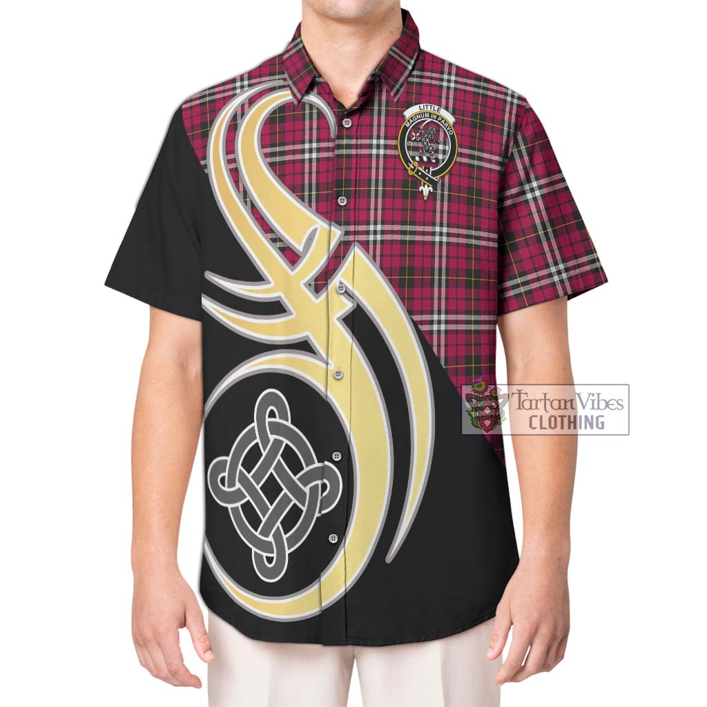 Tartan Vibes Clothing Little Tartan Short Sleeve Button Shirt with Family Crest and Celtic Symbol Style