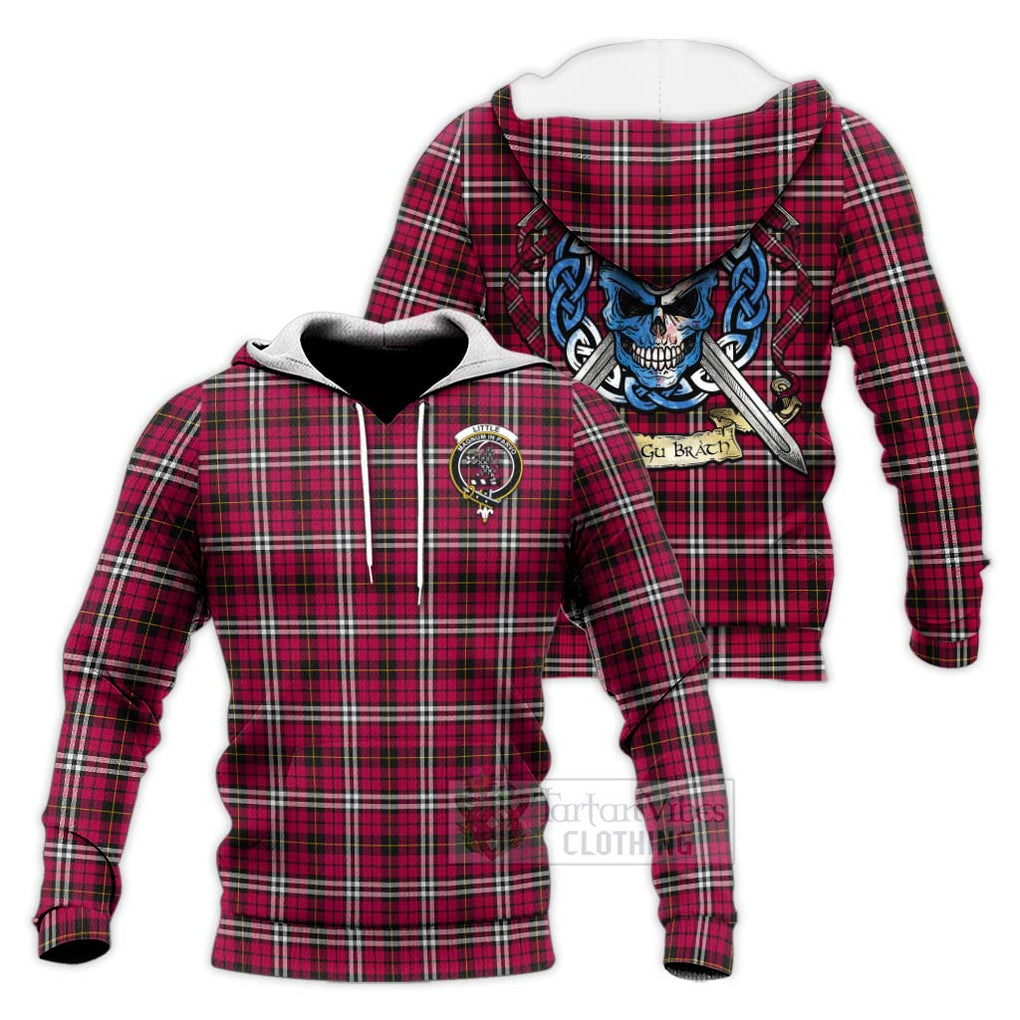 Tartan Vibes Clothing Little Tartan Knitted Hoodie with Family Crest Celtic Skull Style