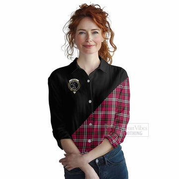 Little Tartan Women's Casual Shirt with Family Crest and Military Logo Style