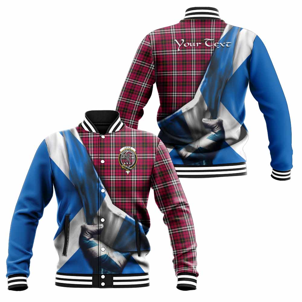 Tartan Vibes Clothing Little Tartan Baseball Jacket with Family Crest Scotland Patriotic Style