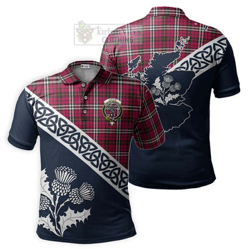 Little Tartan Polo Shirt Featuring Thistle and Scotland Map