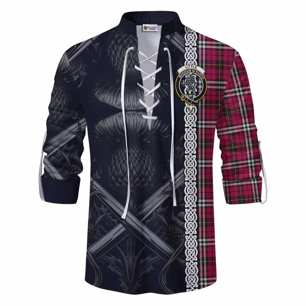 Tartan Vibes Clothing Little Tartan Ghillie Kilt Shirt with Family Crest Cross Sword Thistle Celtic Vibes