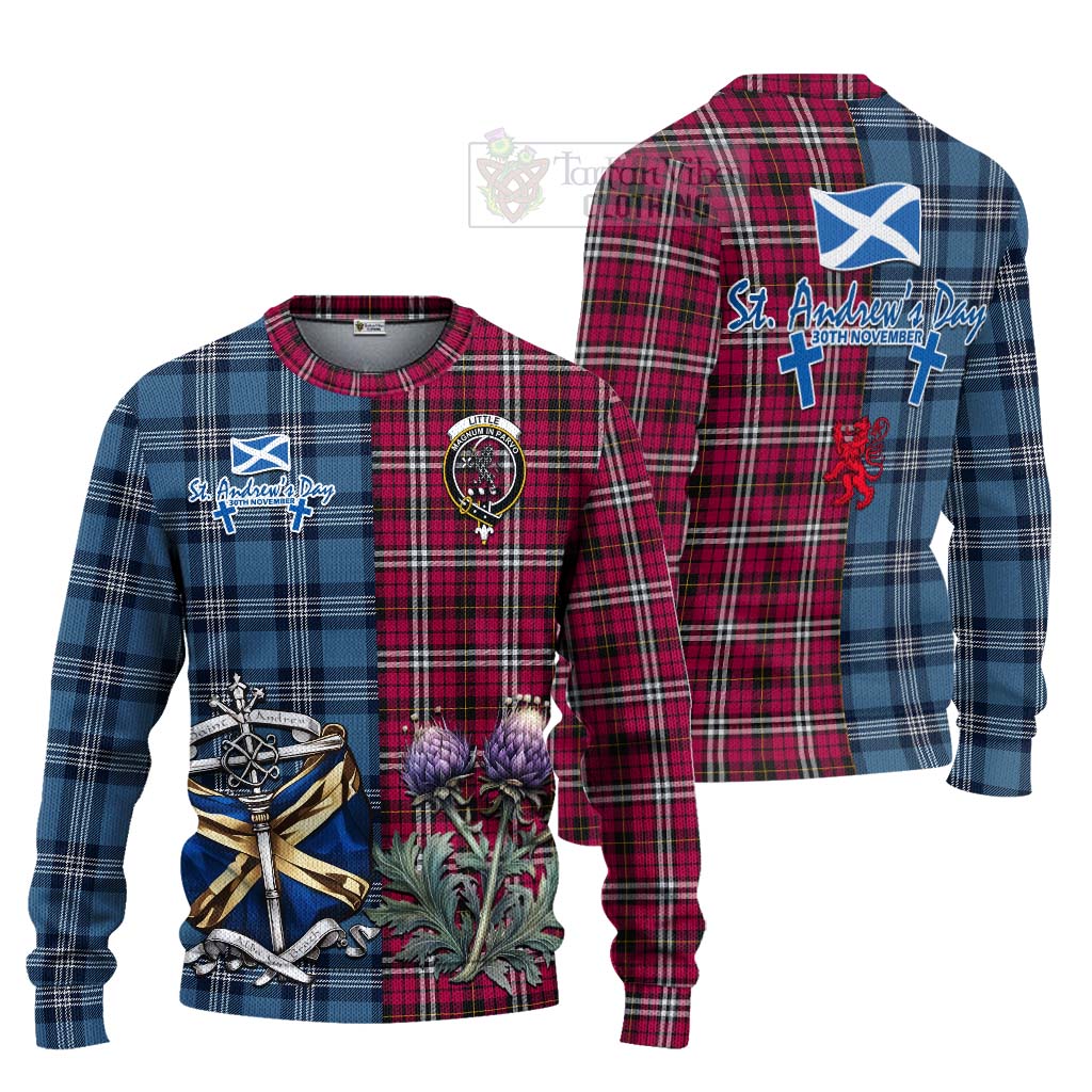 Tartan Vibes Clothing Little Tartan Knitted Sweater Happy St. Andrew's Day Half Tartan Style