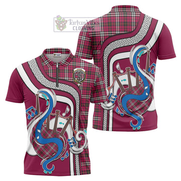 Little Tartan Zipper Polo Shirt with Epic Bagpipe Style