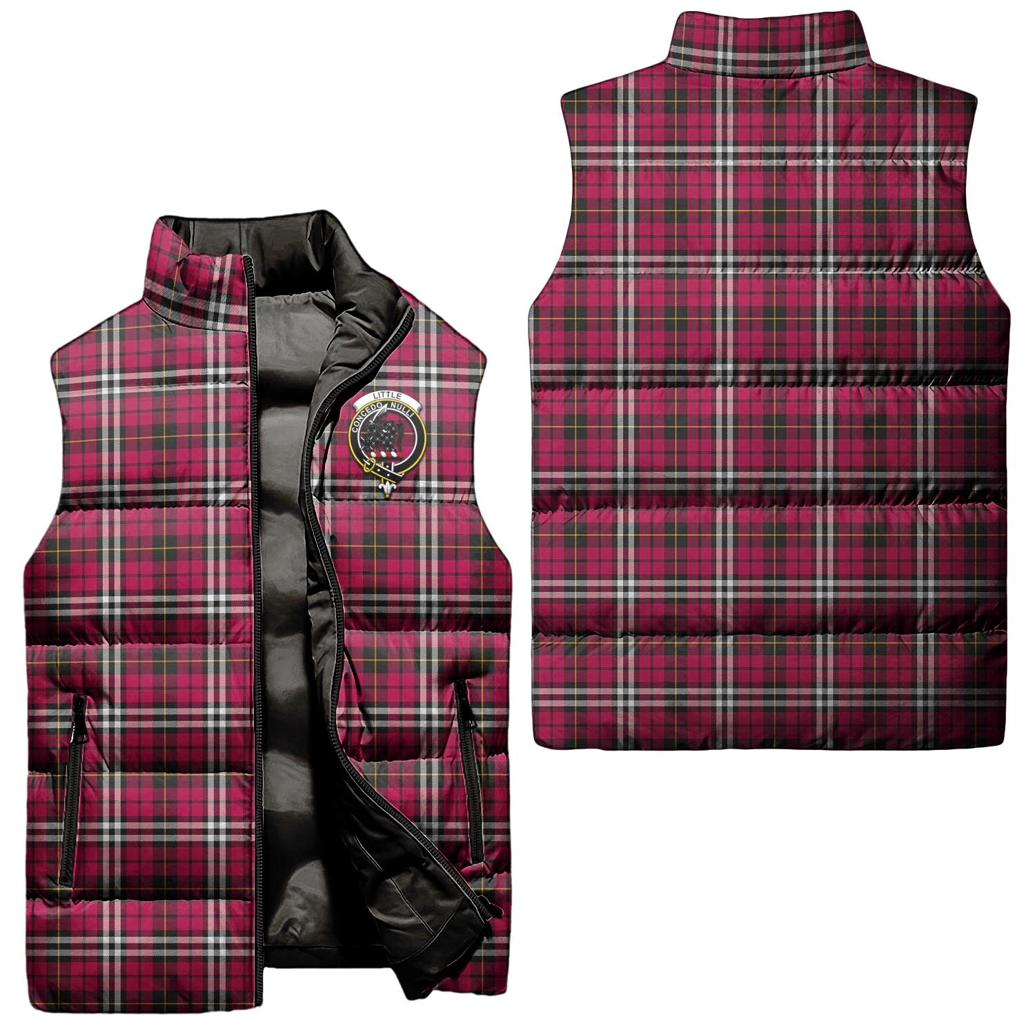 Little Tartan Sleeveless Puffer Jacket with Family Crest Unisex - Tartanvibesclothing