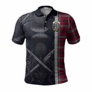 Little Tartan Polo Shirt with Family Crest Cross Sword Thistle Celtic Vibes