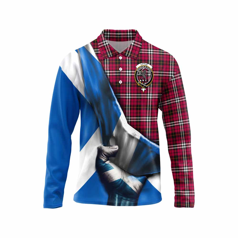 Tartan Vibes Clothing Little Tartan Long Sleeve Polo Shirt with Family Crest Scotland Patriotic Style