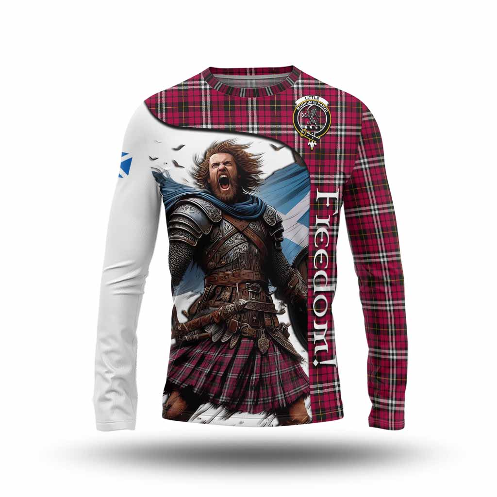 Tartan Vibes Clothing Little Crest Tartan Long Sleeve T-Shirt Inspired by the Freedom of Scottish Warrior