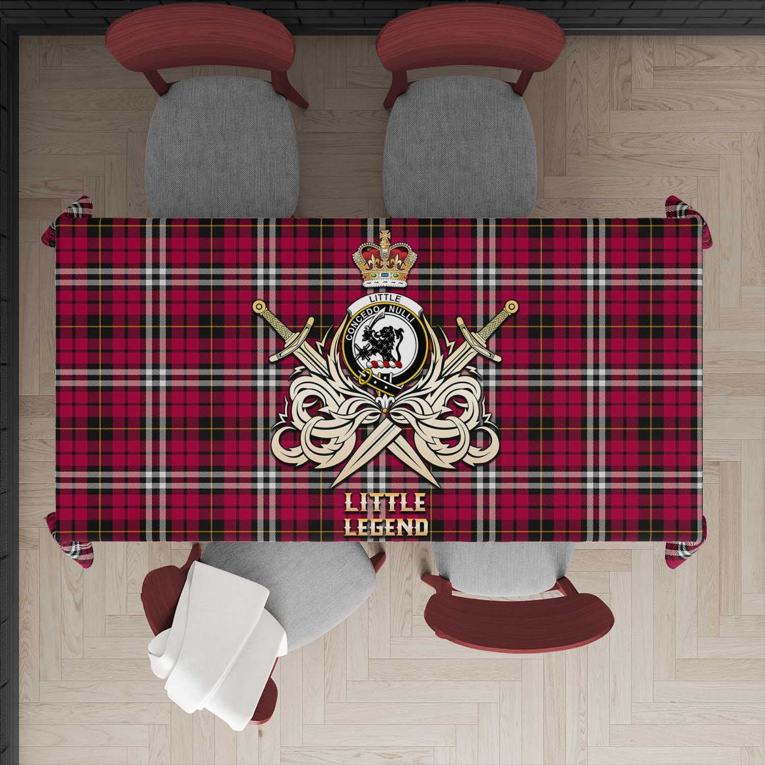 Tartan Vibes Clothing Little Tartan Tablecloth with Clan Crest and the Golden Sword of Courageous Legacy